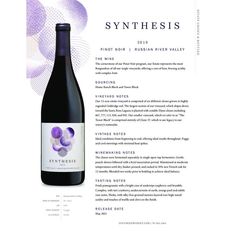2019 Martin Ray Synthesis Russian River Valley Estate Pinot Noir Tech Sheet