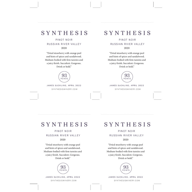 2020 Martin Ray Synthesis Russian River Valley Estate Pinot Noir Shelf Talker – 93 Pts. James Suckling