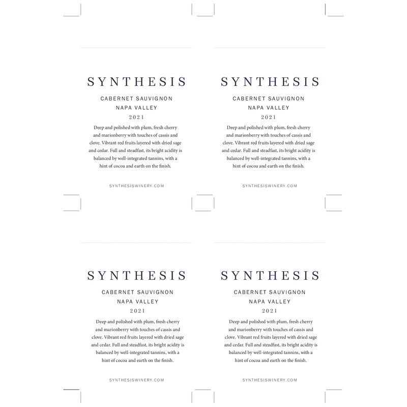 2021 Synthesis Napa Valley Cabernet Sauvignon Shelf Talker