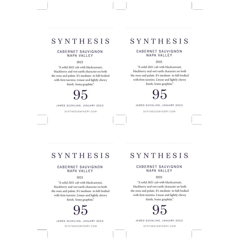 2021 Synthesis Napa Valley Cabernet Sauvignon Shelf Talker – 95 pts James Suckling