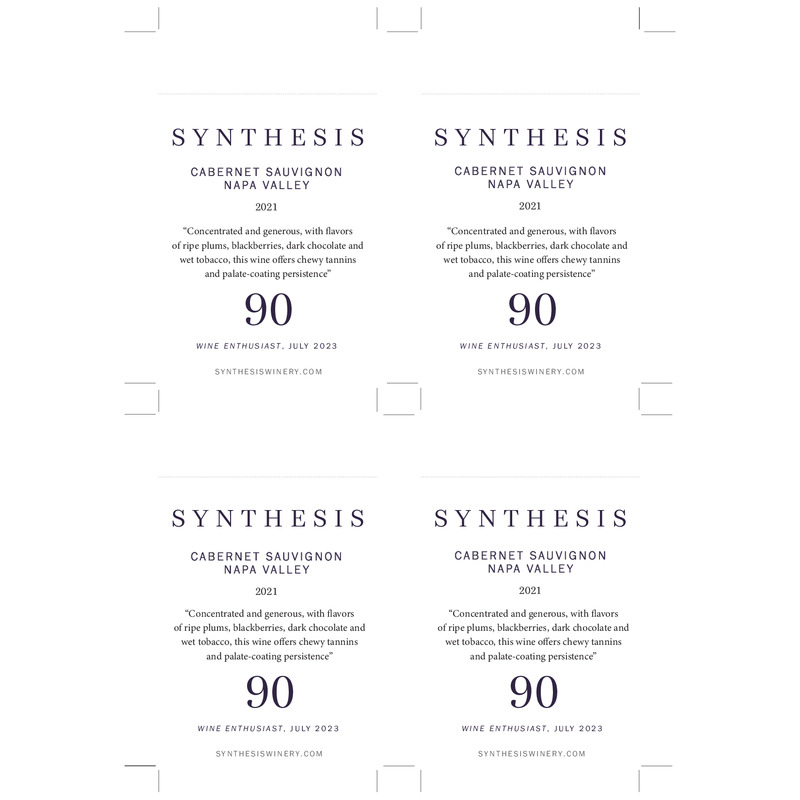 2021 Synthesis Napa Valley Cabernet Sauvignon Shelf Talker – 90 pts Wine Enthusiast