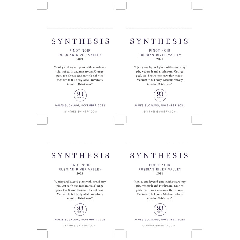 2021 Martin Ray Synthesis Russian River Valley Estate Pinot Noir Shelf Talker – 93 Pts. James Suckling