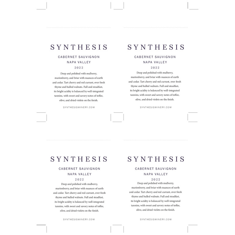 2022 Synthesis Napa Valley Cabernet Sauvignon Shelf Talker