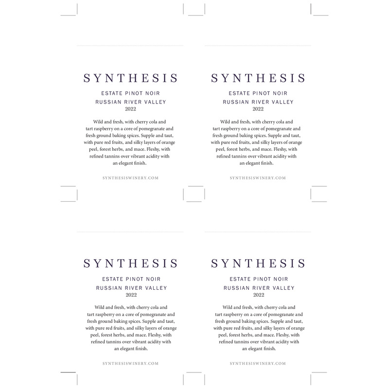 2022 Synthesis Russian River Valley Estate Pinot Noir Shelf Talker