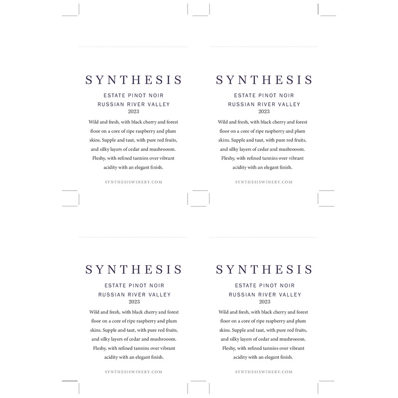 2023 Synthesis Russian River Valley Estate Pinot Noir Shelf Talker