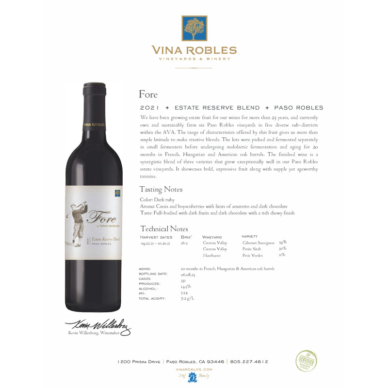 2021 Vina Robles Fore Reserve Red Blend Tech Sheet