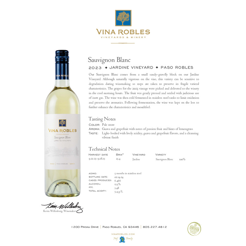 2023 Vina Robles Sauvignon Blanc Tech Sheet