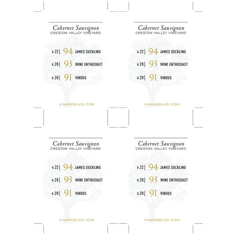 2022 Vina Robles Cabernet Sauvignon Cabernet Sauvignon - Creston Valley Vineyard Acclaim Shelf Talkers
