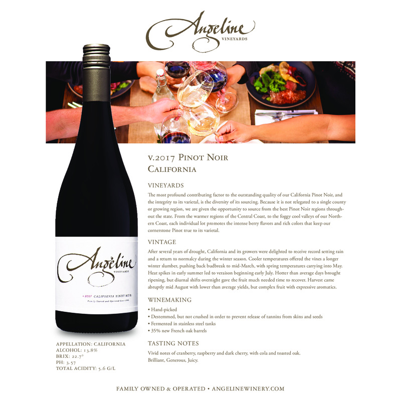 2017 Angeline Pinot Noir Tech Sheet