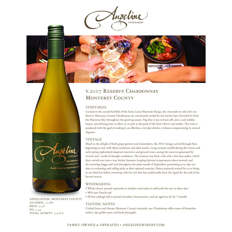 2017 Angeline Reserve Chardonnay Tech Sheet