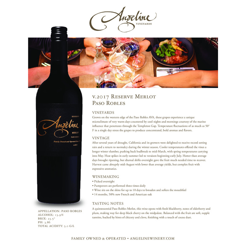 2017 Angeline Reserve Merlot Tech Sheet