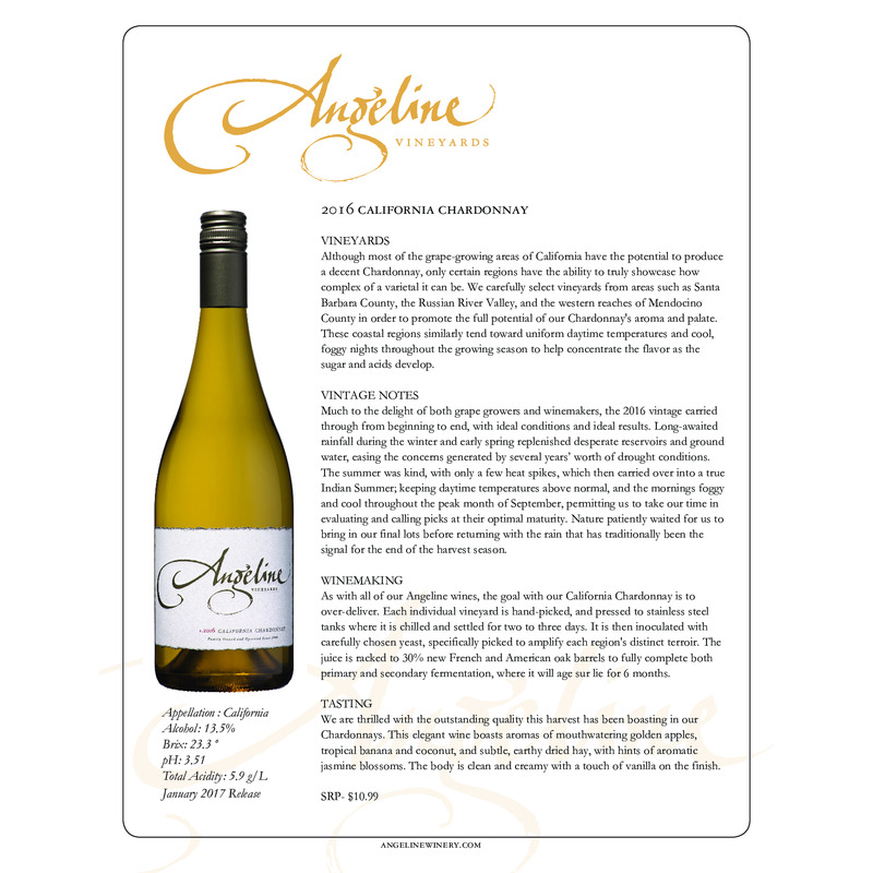 2016 Angeline Chardonnay Tech Sheet