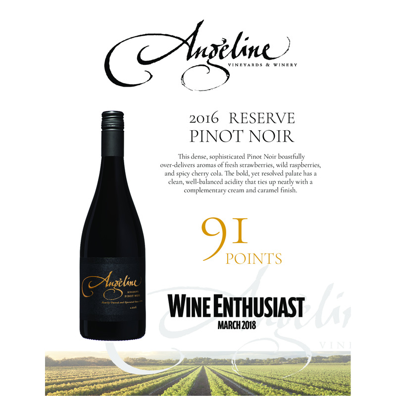 2016 Angeline Reserve Pinot Noir Sell Sheet