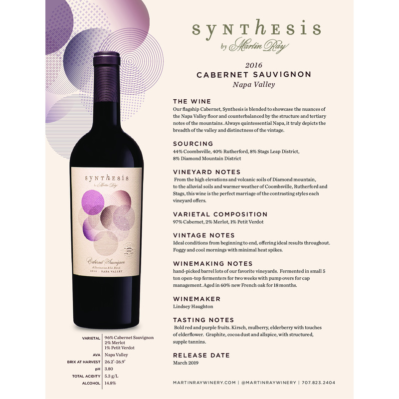 2015 Martin Ray Synthesis Napa Valley Cabernet Sauvignon Tech Sheet