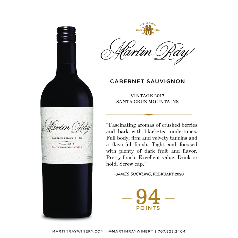 2017 Martin Ray Santa Cruz Mountains Reserve Cabernet Sauvignon Acclaim – 94 Pts. James Suckling