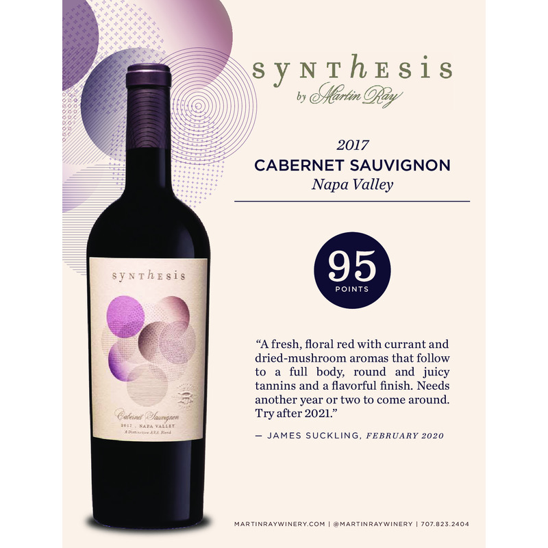 2017 Martin Ray Synthesis Napa Valley Cabernet Sauvignon Acclaim – 95 Pts. James Suckling