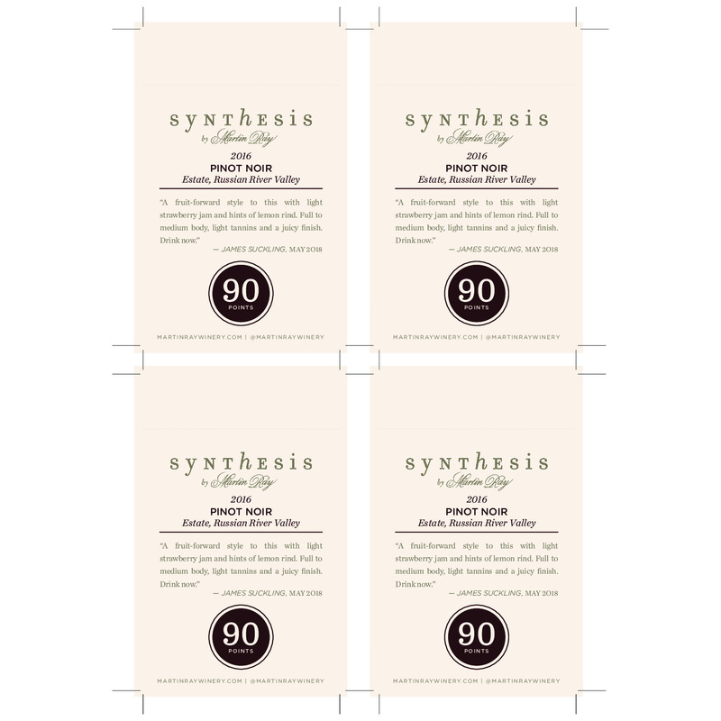 2016 Martin Ray Synthesis Russian River Valley Estate Pinot Noir Shelf Talker – 90 Pts. J. Suckling