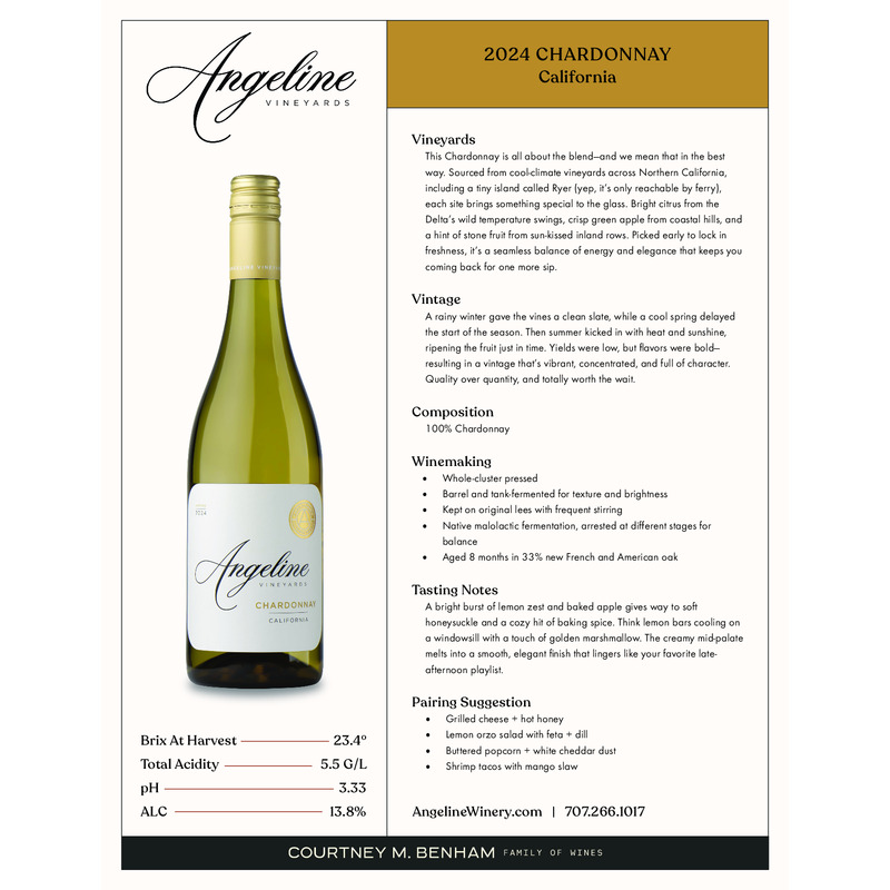 2024 Angeline Chardonnay Tech Sheet