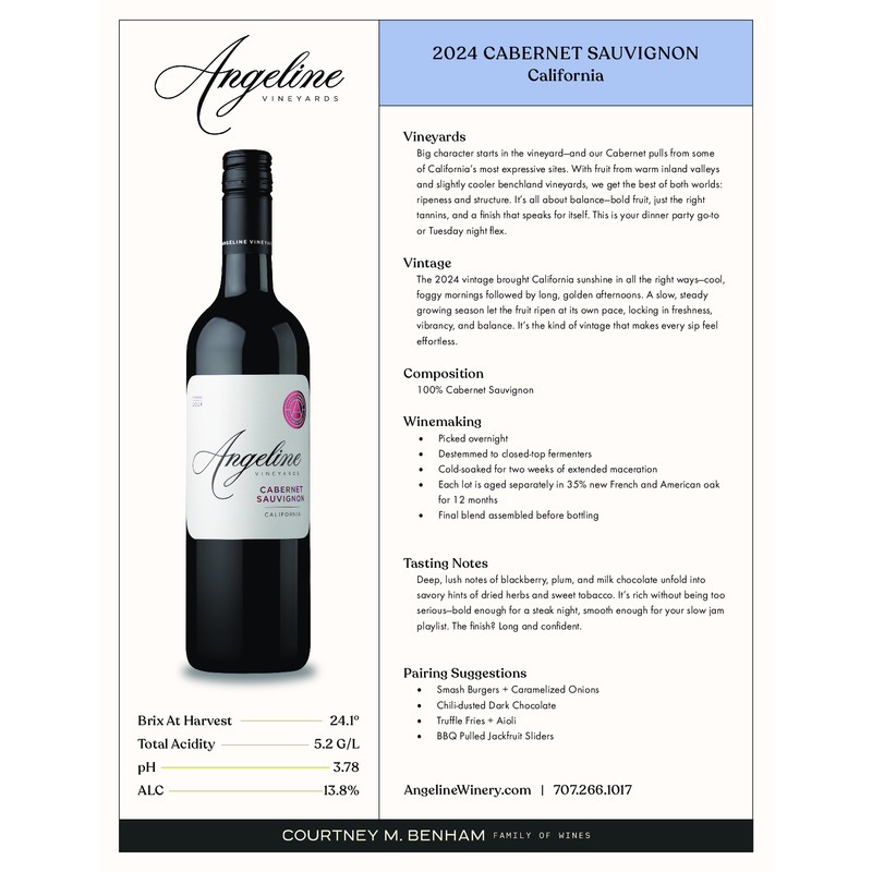2024 Angeline Cabernet Sauvignon Tech Sheet