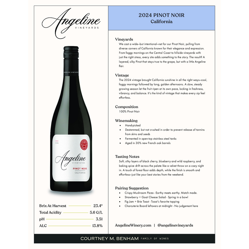 2024 Angeline Pinot Noir Tech Sheet