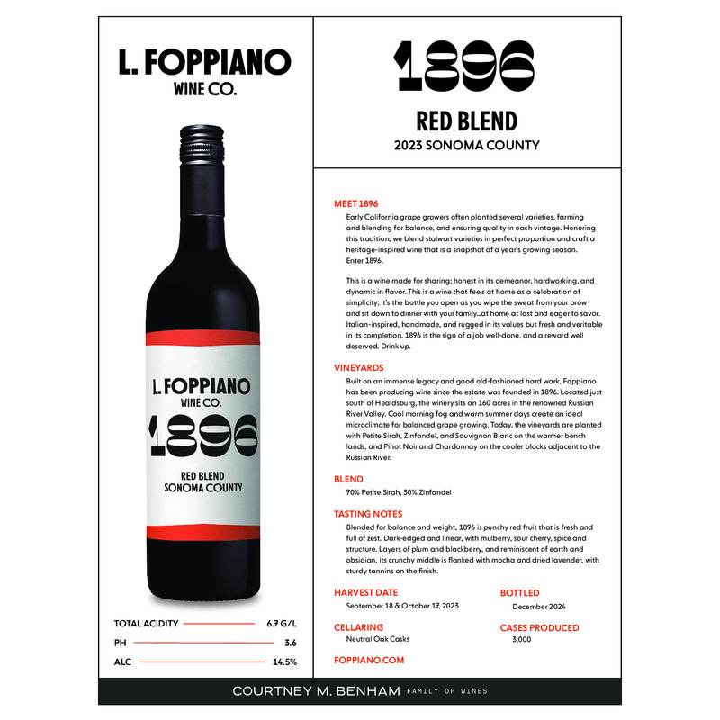 2023 Foppiano 1896 Red Blend Tech