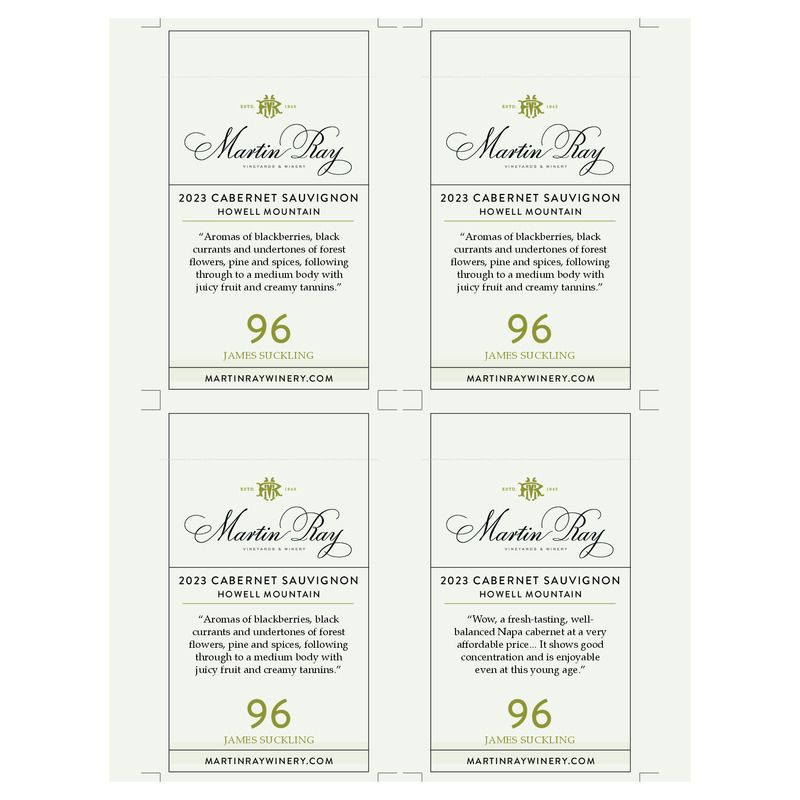 2023 Martin Ray Howell Mountain Reserve Cabernet Sauvignon Acclaim Shelf Talker | 96 JS
