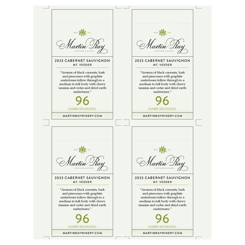 2023 Martin Ray Mt. Veeder Reserve Cabernet Sauvignon Acclaim Shelf Talker | 96 JS