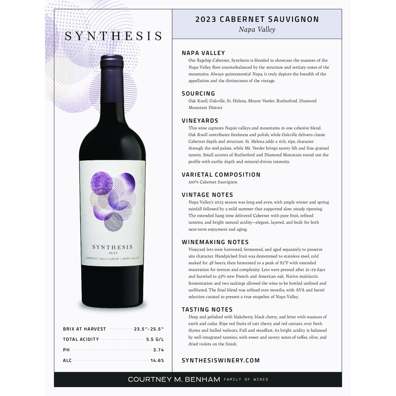 2023 Synthesis Napa Valley Cabernet Sauvignon Tech Sheet