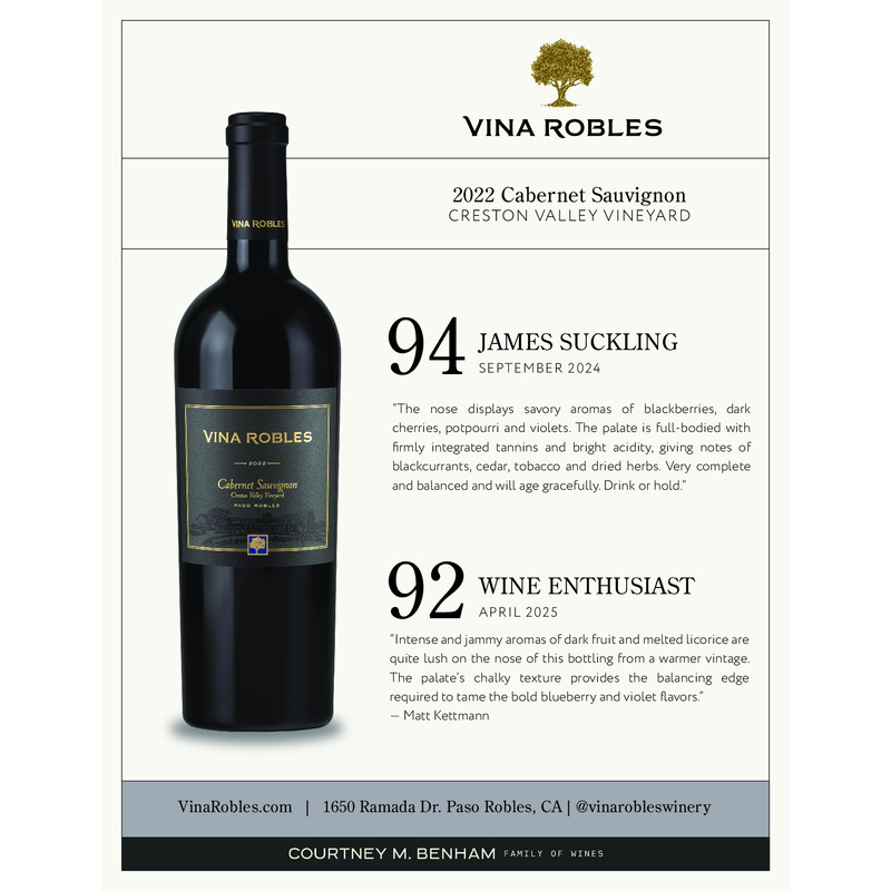2022 Vina Robles Creston Valley Vineyard Cabernet Sauvignon Acclaim - 94pts James Suckling