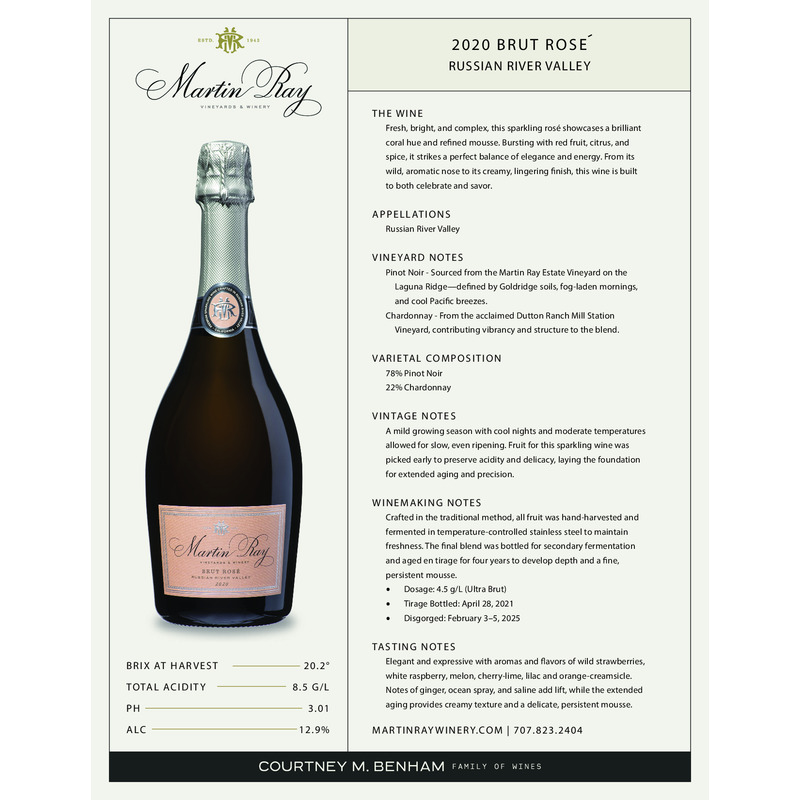 2020 Martin Ray Brut Rosé Tech Sheet