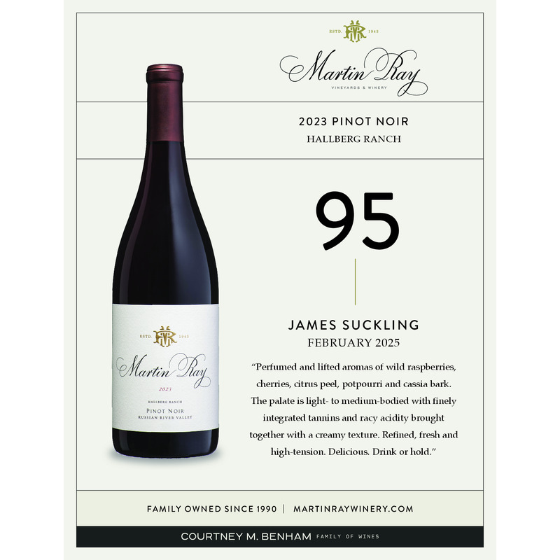 2023 Martin Ray Russian River Valley Hallberg Ranch Pinot Noir Acclaim | 95 JS