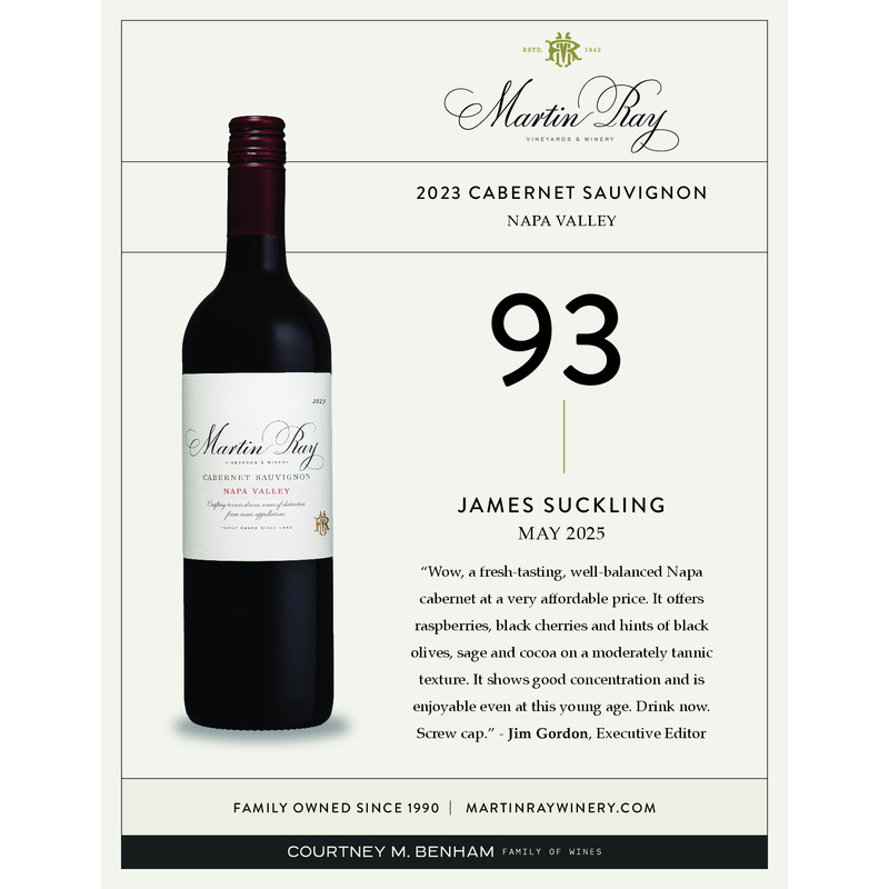 2023 Martin Ray Napa Valley Cabernet Sauvignon Acclaim | 93 JS