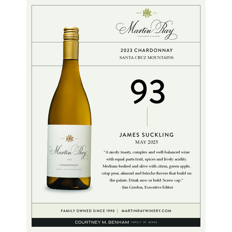 2023 Martin Ray Santa Cruz Mountains Chardonnay Acclaim | 93 JS