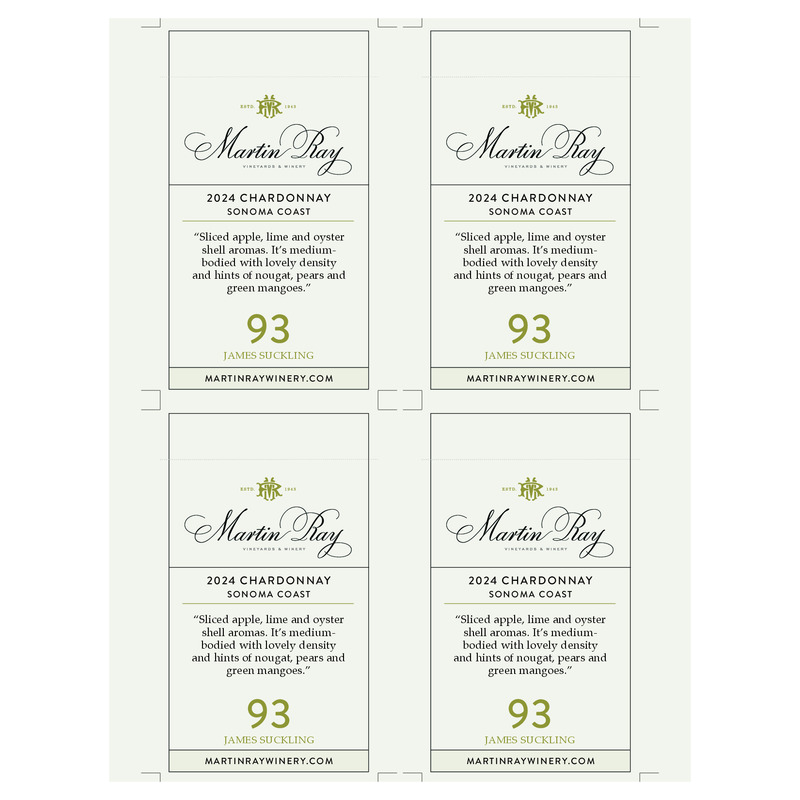2024 Martin Ray Sonoma Coast Chardonnay Shelf Talker | 93 JS