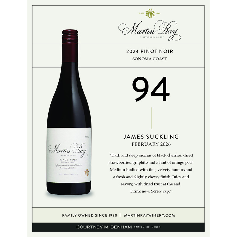 2024 Martin Ray Sonoma Coast Pinot Noir Acclaim Sheet | 94 JS