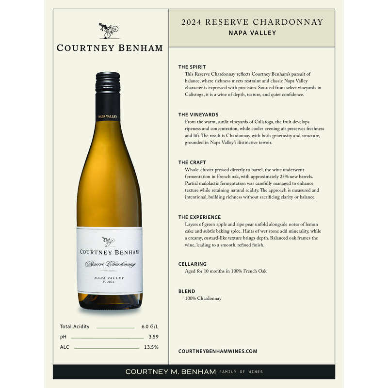 2024 Courtney Benham Reserve Chardonnay Tech Sheet