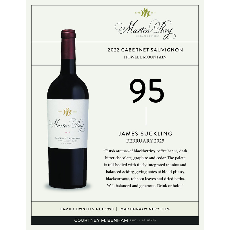 2022 Martin Ray Howell Mountain Reserve Cabernet Sauvignon Acclaim | 95 JS