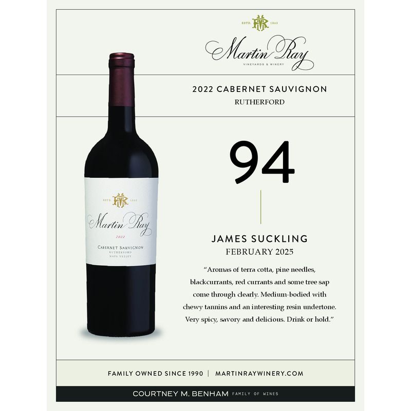 2022 Martin Ray Rutherford Reserve Cabernet Sauvignon Acclaim | 94 JS