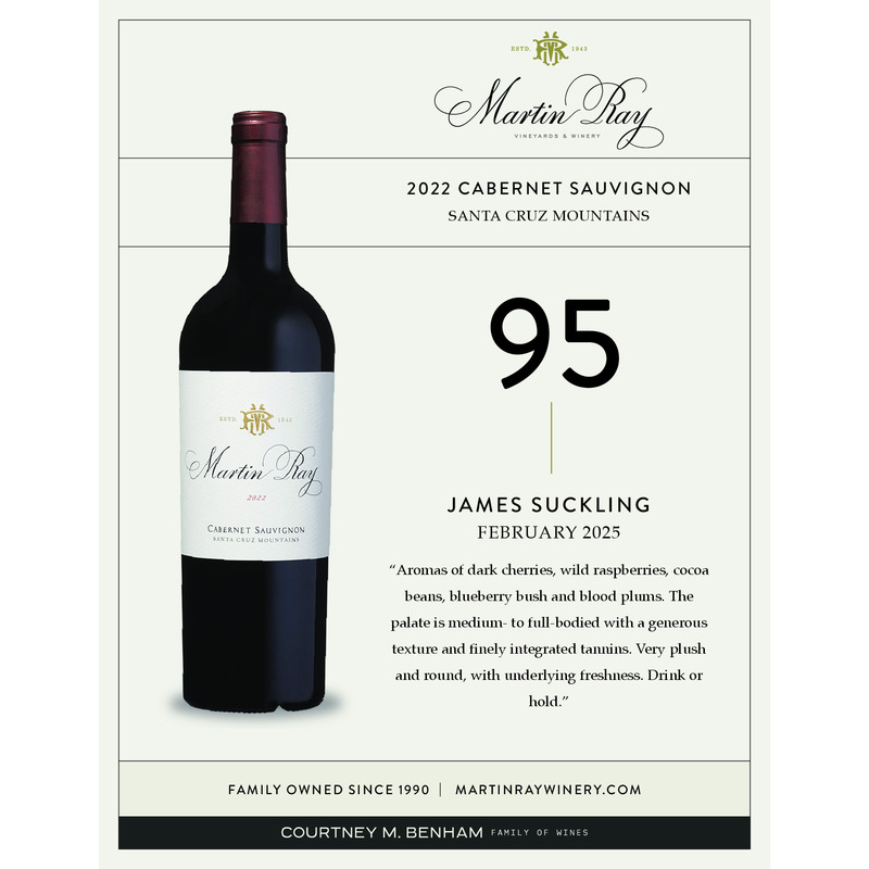 2022 Martin Ray Santa Cruz Mountains Reserve Cabernet Sauvignon Shelf Talker | 95 JS