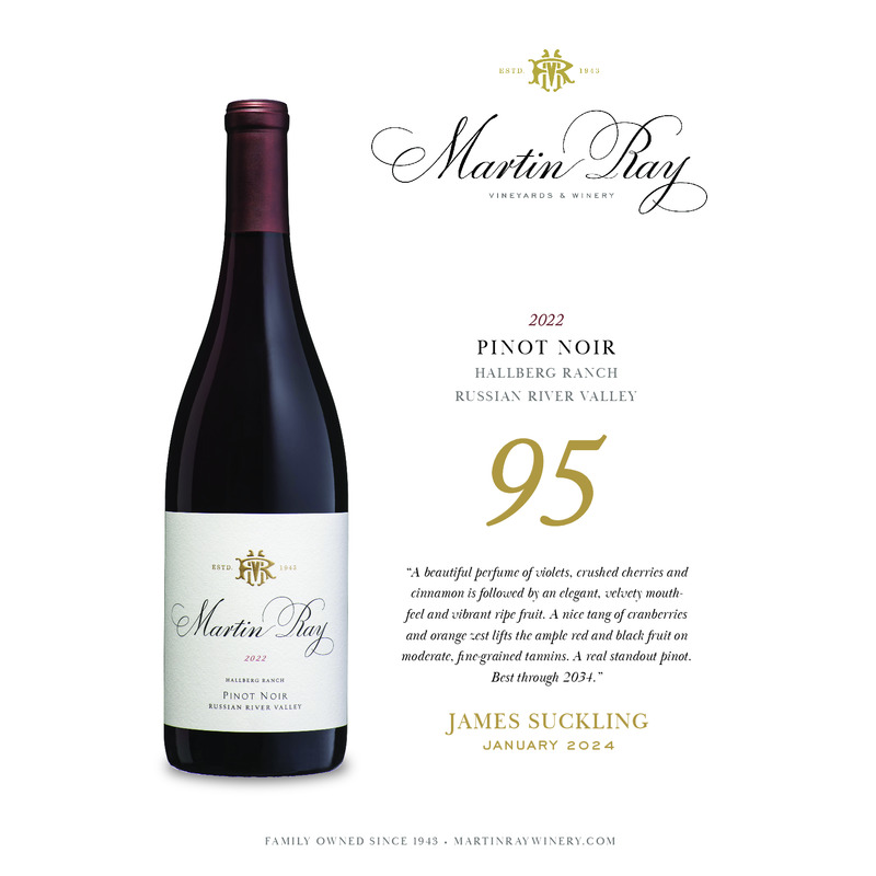 2022 Martin Ray Russian River Valley Hallberg Ranch Pinot Noir Acclaim | 95 JS