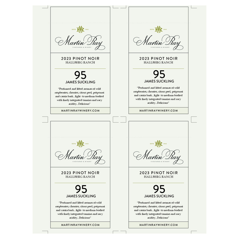 2023 Martin Ray Russian River Valley Hallberg Ranch Pinot Noir Shelf Talker | 95 JS