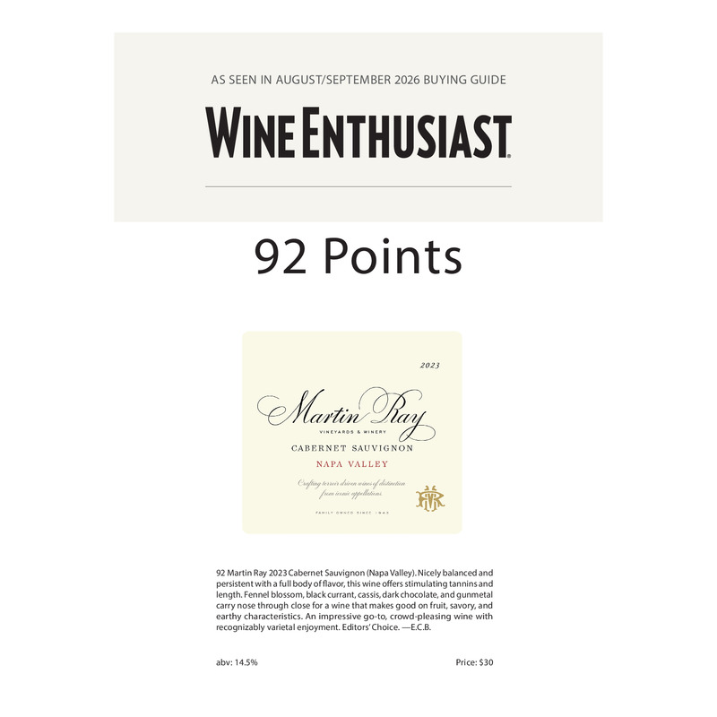 2023 Martin Ray Cabernet Sauvignon - 92 WE