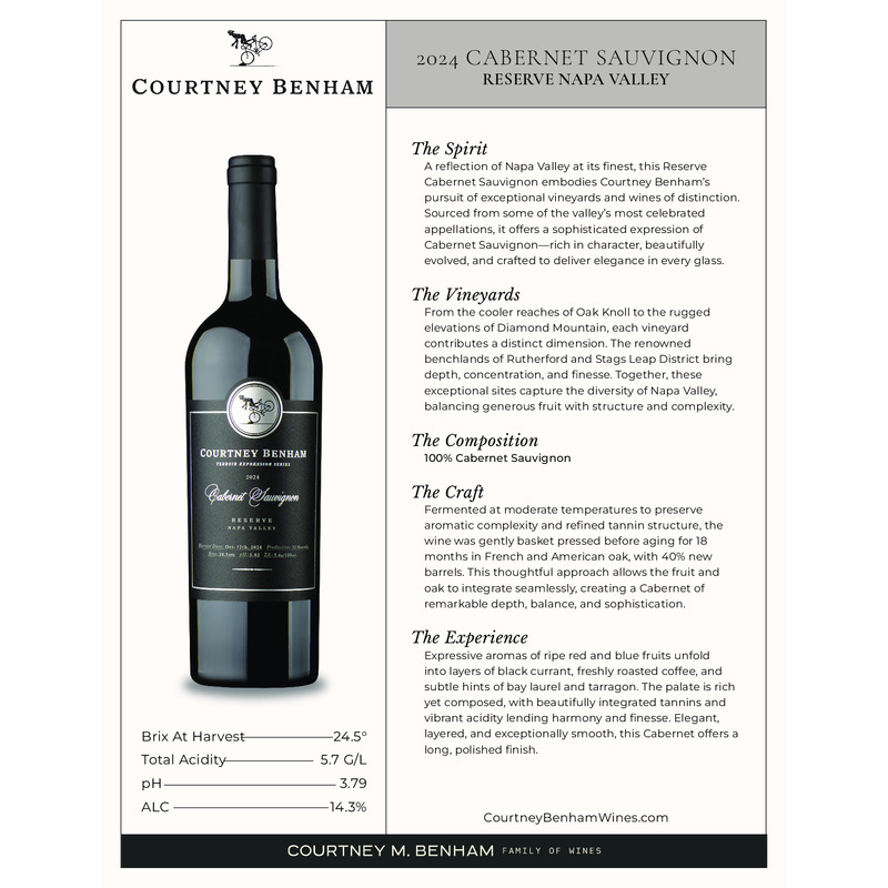 2024 Courtney Benham Reserve Cabernet Sauvignon Tech Sheet